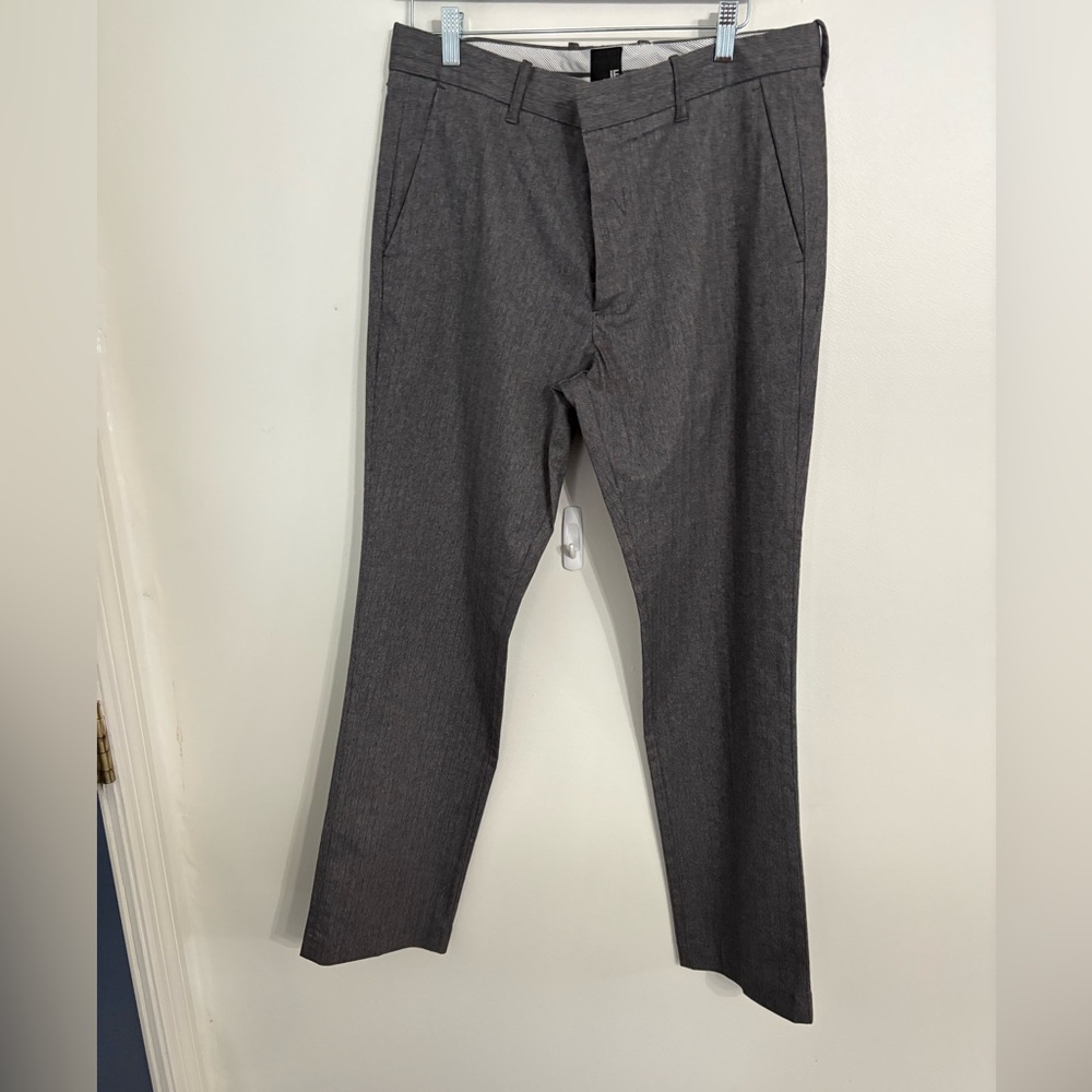 JF J.Ferrar Gray Dress Pants Classic Flat Front Size 34x32